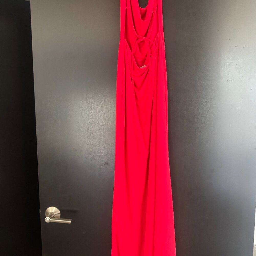 RED ZARA DRAPED HALTER MAXI DRESS SMALL - Picture 4 of 8